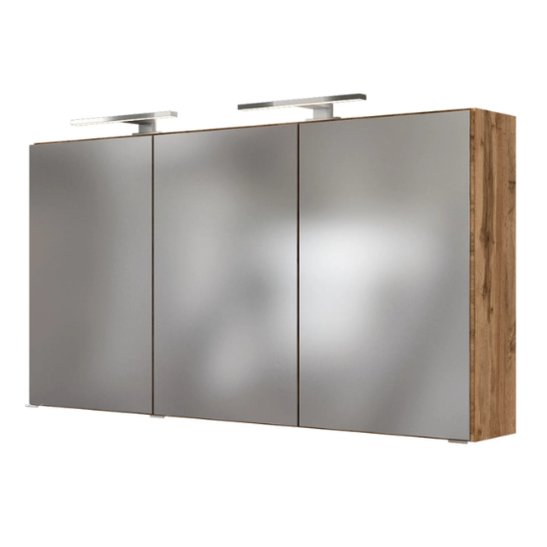 LunaBadezimmer : Spiegelschrank, Doppelwaschbecken, 2x Säulenschrank - Anthrazit/Eiche