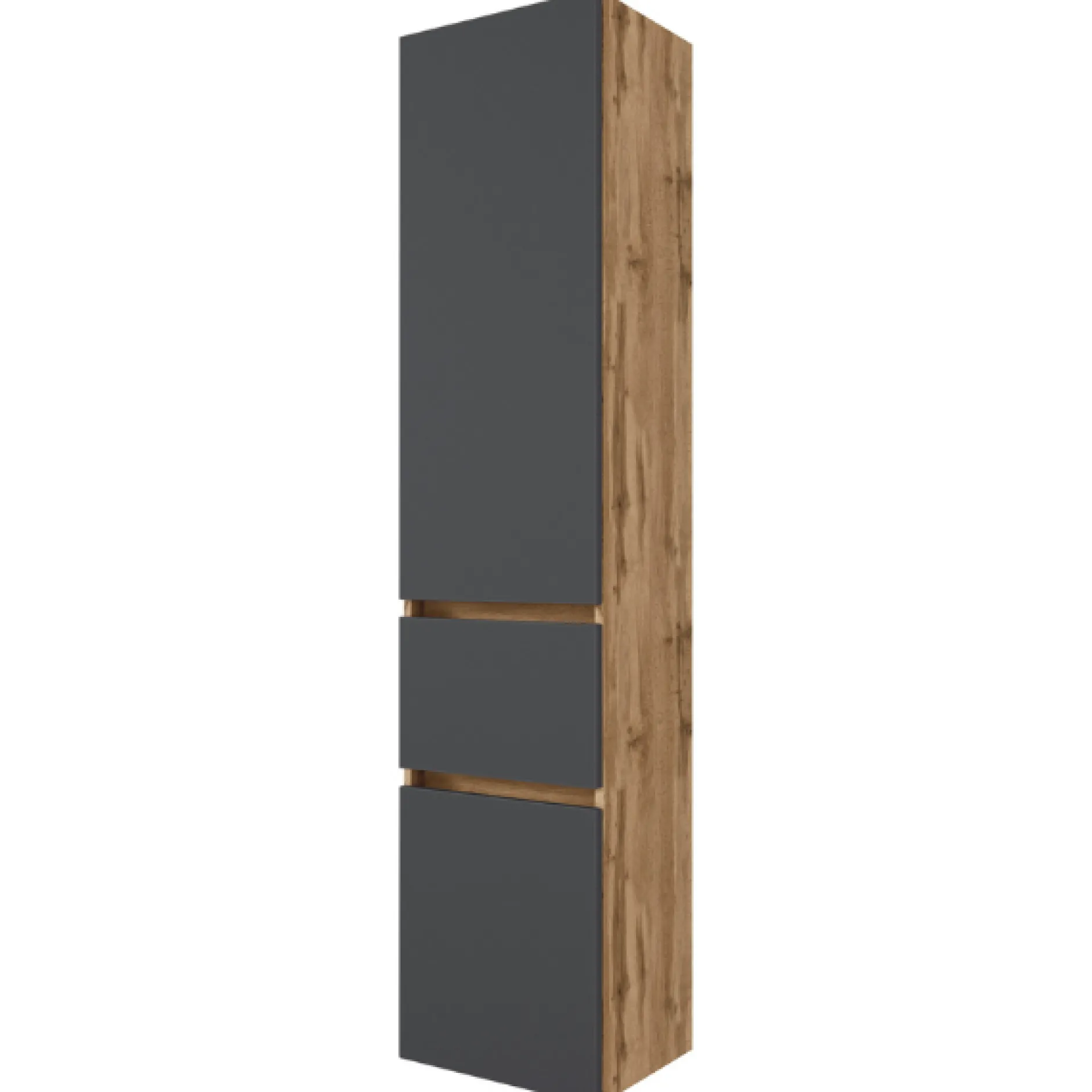LunaBadezimmer : Spiegelschrank, Doppelwaschbecken, 2x Säulenschrank - Anthrazit/Eiche