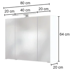 LunaBadezimmer : Spiegelschrank, Waschbeckenschrank, Säulenschrank - Weiß/Eiche Dekor