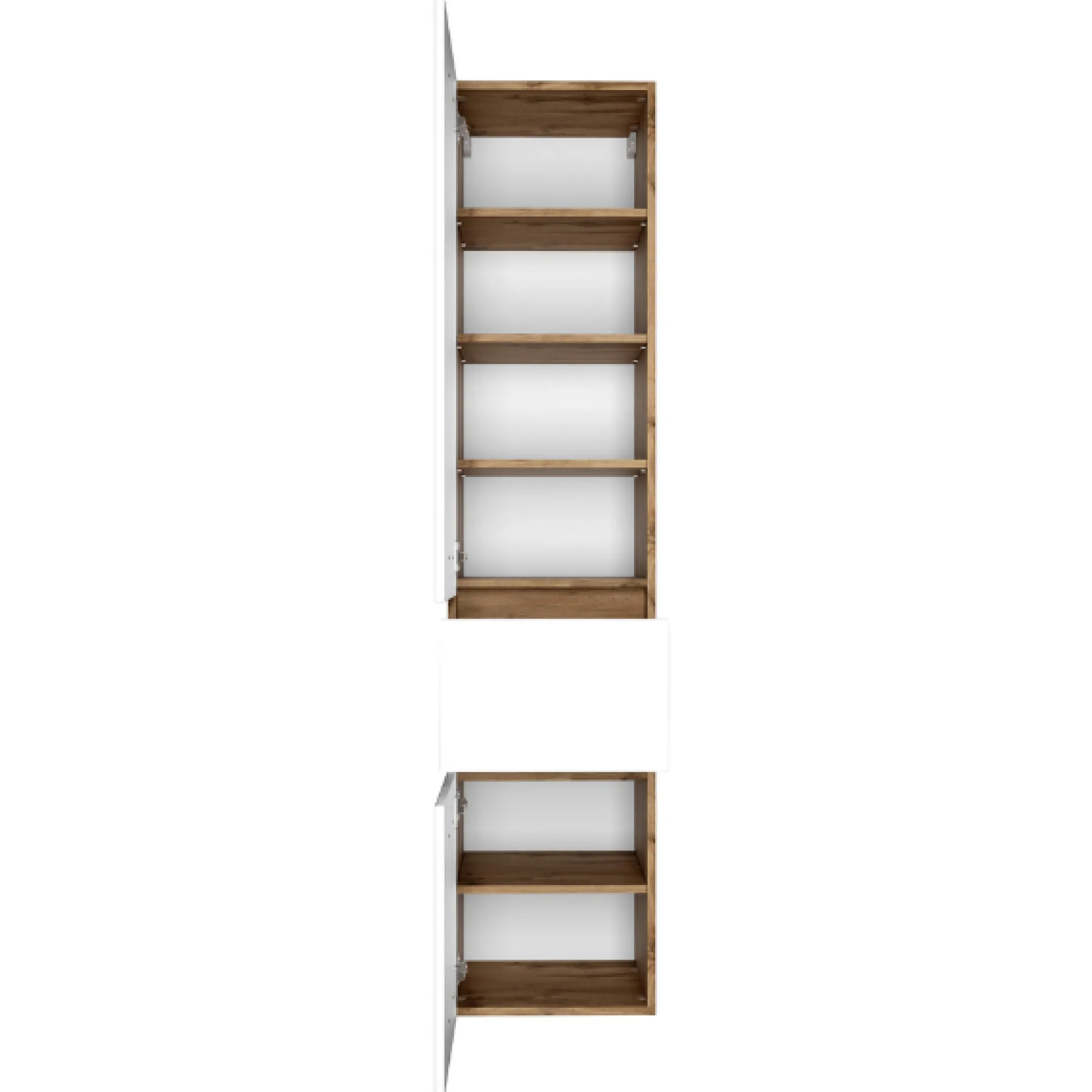 LunaBadezimmer : Spiegelschrank, Waschbeckenschrank, Säulenschrank - Weiß/Eiche Dekor