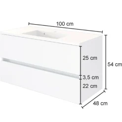 LunaBadezimmer : Spiegelschrank, Waschbeckenschrank, Säulenschrank - Weiß/Eiche Dekor