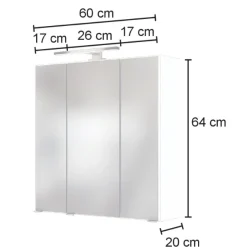LunaBadezimmer : Spiegelschrank, Waschbeckenunterschrank, Säulenschrank - Weiß/Eiche Dekor