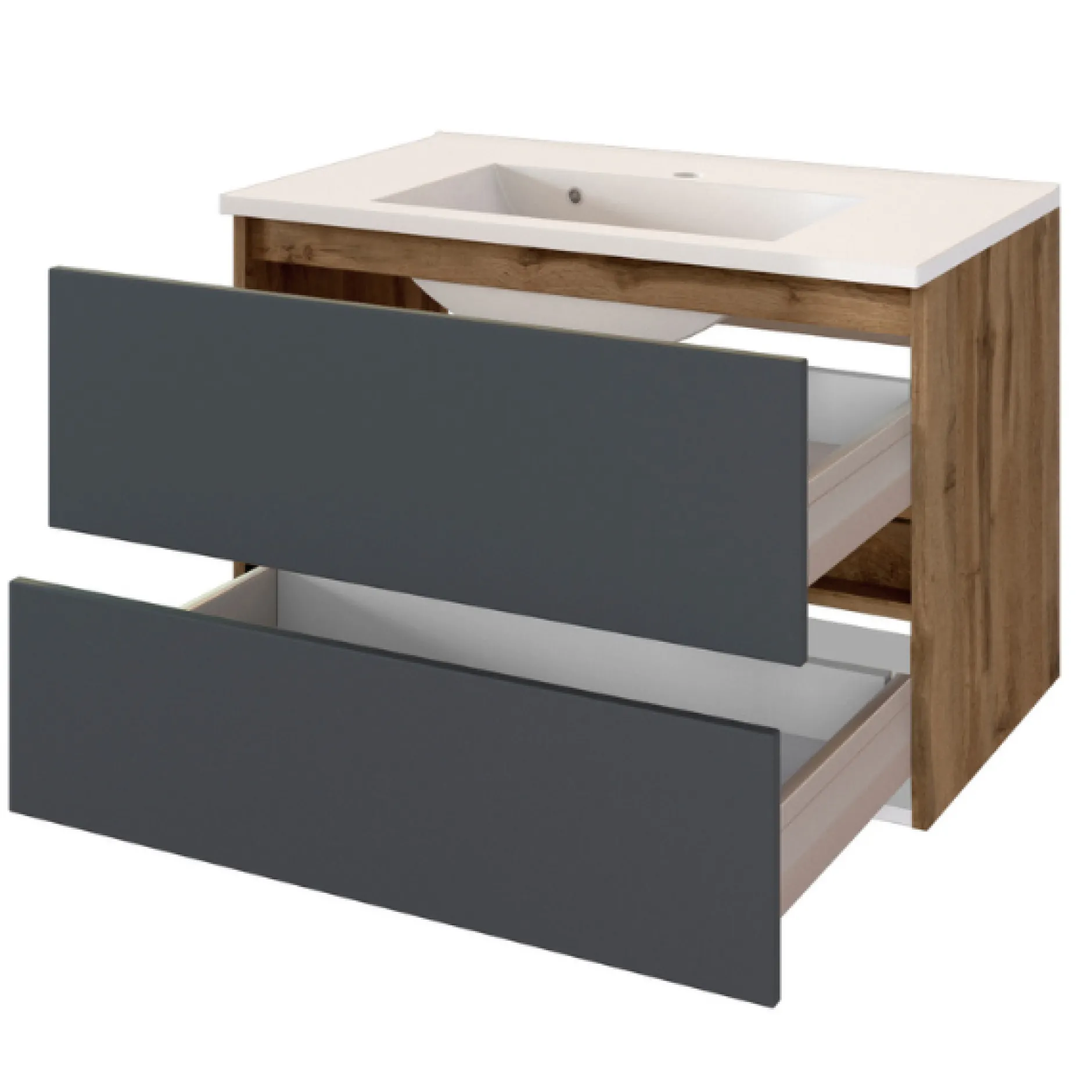 LunaBadezimmer : Spiegelschrank, Waschtischschrank, Säulenschrank - anthrazit/ocker