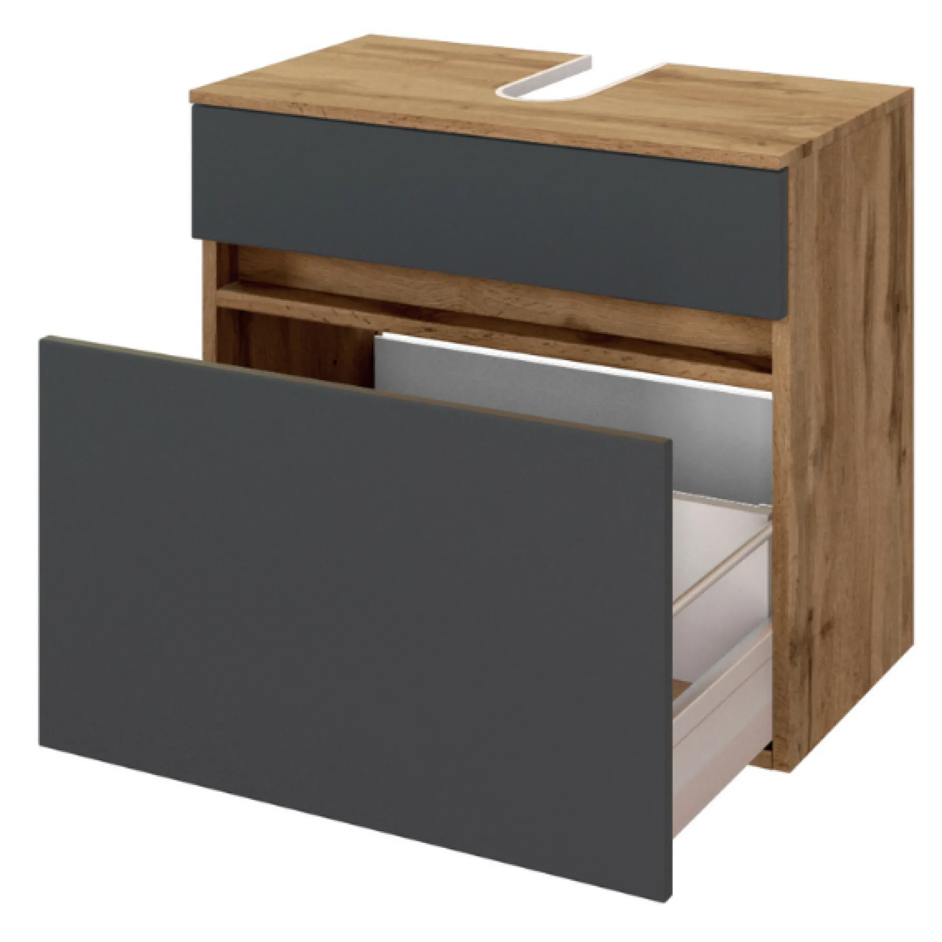 LunaBadezimmer : Spiegelschrank, Waschtischunterschrank, Säulenschrank - anthrazit/ocker