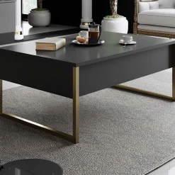 Luxe C Couchtisch | 100 % MELAMIN | Anthrazit, Gold