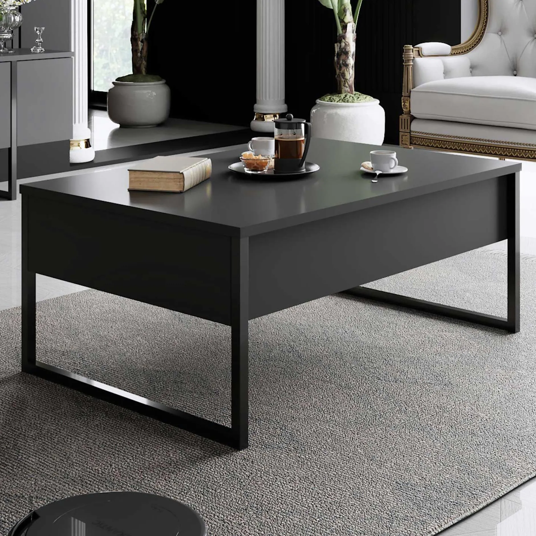 Luxe C Couchtisch | 100 % MELAMIN | Anthrazit, Schwarz
