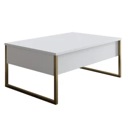 Luxe C Couchtisch | 100 % MELAMIN | Weiß, Gold