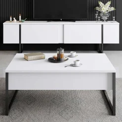 Luxe C Couchtisch | 100 % MELAMIN | Weiß, Schwarz