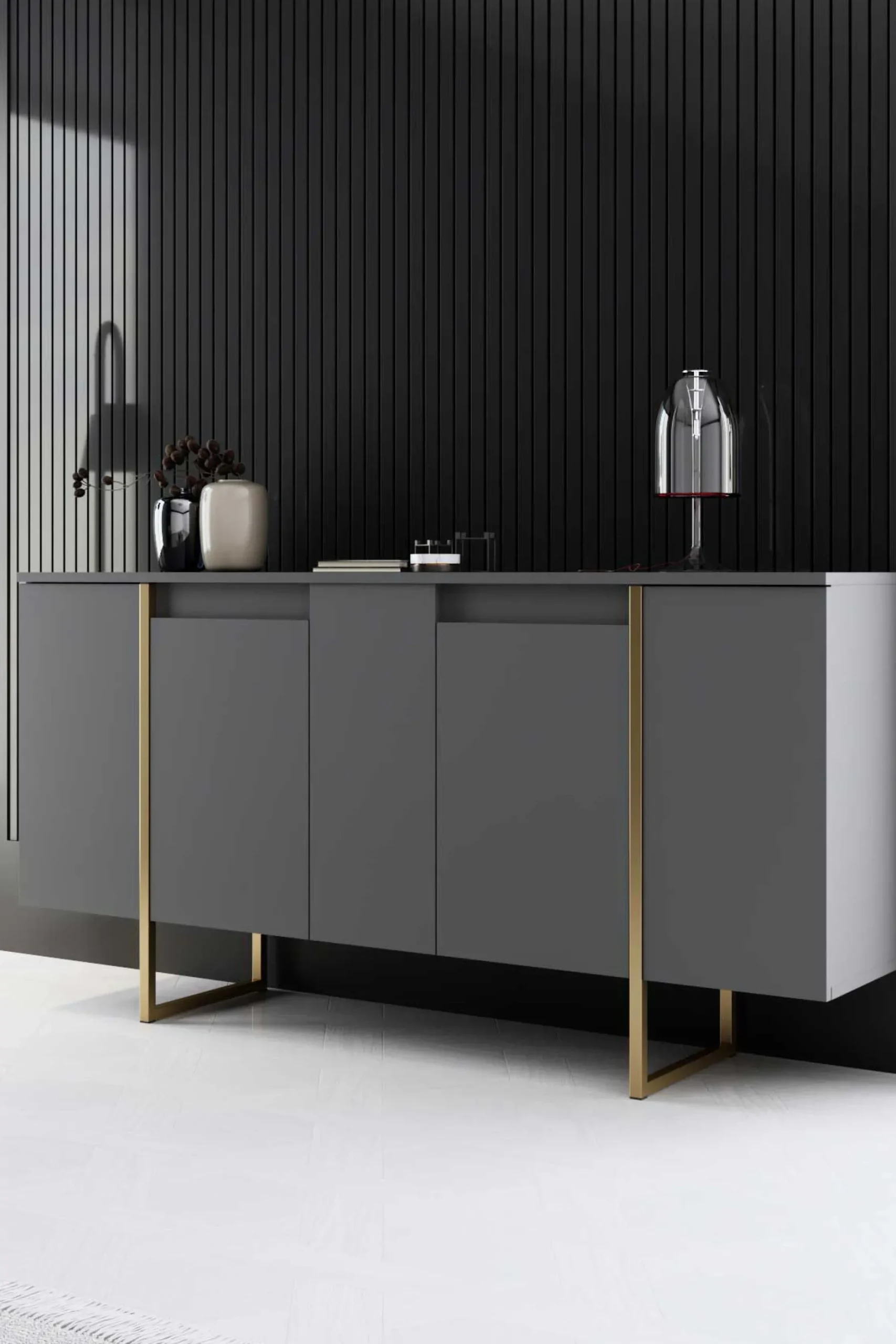 Luxe CO Konsole | 100 % MELAMIN | Anthrazit, Gold