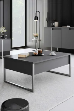 Luxe Couchtisch | 100% MELAMIN | Anthrazit, Silber
