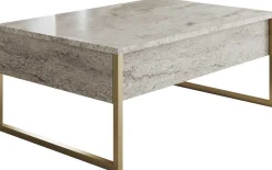 Luxe Couchtisch | 100 % MELAMIN | Travertin, Gold