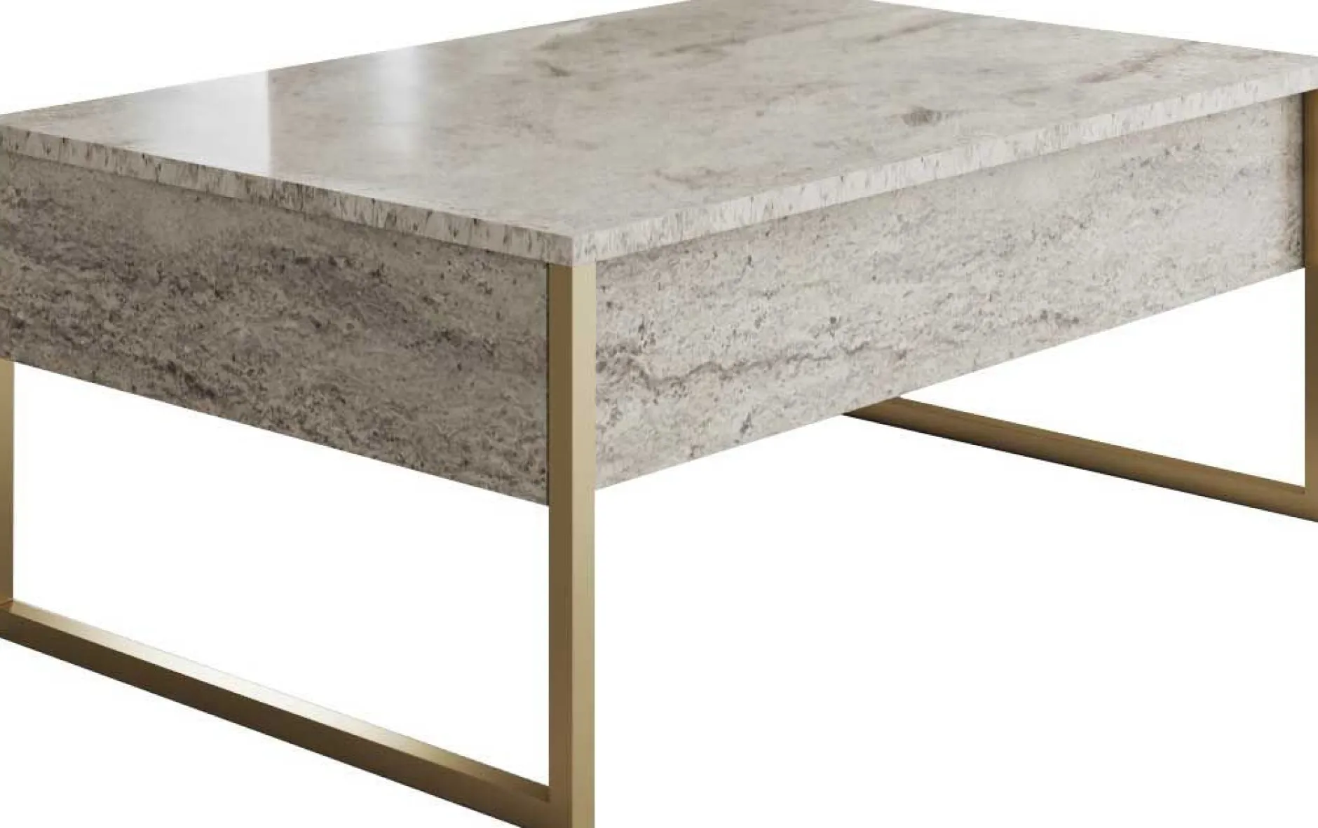 Luxe Couchtisch | 100 % MELAMIN | Travertin, Gold