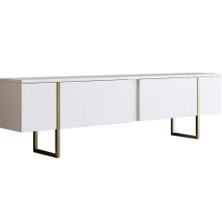 Luxe T TV-Ständer | 100 % MELAMIN | Weiß, Gold