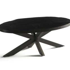 Madeira" Ovaler Couchtisch - Mango Schwarz | Exotische Holzplatte | 45x130x70cm