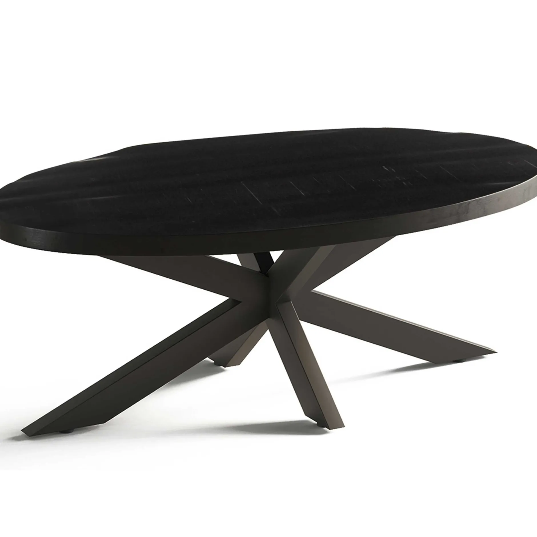 Madeira" Ovaler Couchtisch - Mango Schwarz | Exotische Holzplatte | 45x130x70cm