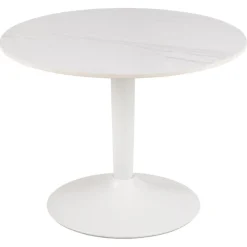 Malta Runder Couchtisch - Weiße Keramik und Stahl