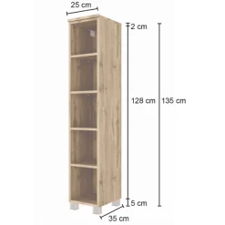 MalvoBadezimmer : Spiegelschrank, Waschtischschrank, Säulenschrank, Regal - Eiche