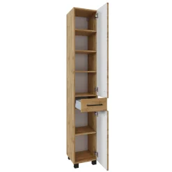 MalvoBadezimmer : Spiegelschrank, Waschtischschrank, Säulenschrank, Regal - Eiche