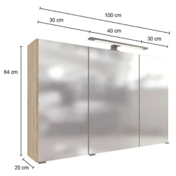 MalvoBadezimmer : Spiegelschrank, Waschtischschrank, Säulenschrank, Regal - Eiche