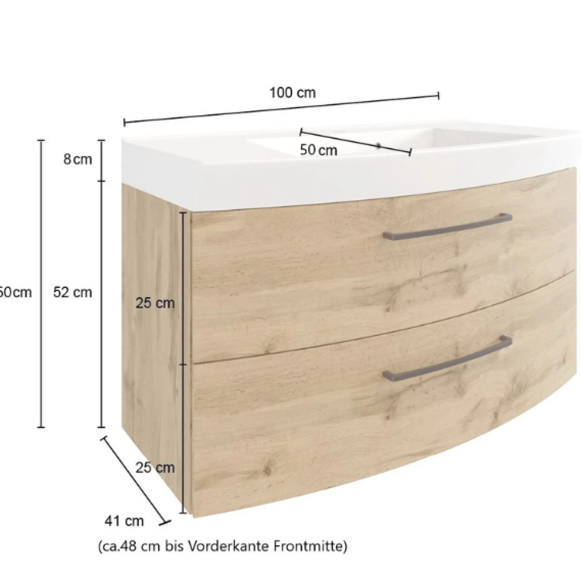MalvoBadezimmer : Spiegelschrank, Waschtischschrank, Säulenschrank, Regal - Eiche
