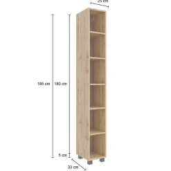 MalvoBadezimmer : Spiegelschrank, Waschbeckenunterschrank, Säulenschrank, Regal - Eiche