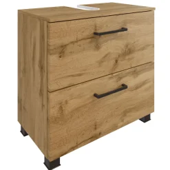 MalvoBadezimmer : Spiegelschrank, Waschbeckenunterschrank, Säulenschrank, Regal - Eiche