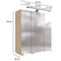 MalvoBadezimmer : Spiegelschrank, Waschbeckenunterschrank, Säulenschrank, Regal - Eiche