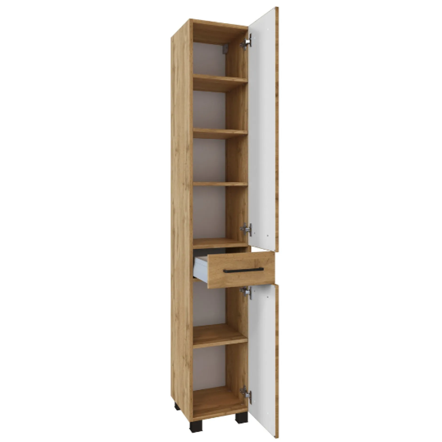 MalvoBadezimmer : Spiegelschrank, Waschbeckenunterschrank, Säulenschrank, Regal - Eiche