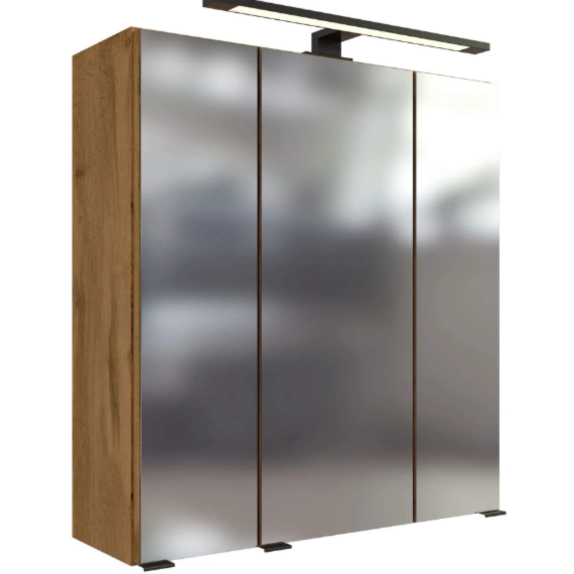 MalvoBadezimmer : Spiegelschrank, Waschbeckenunterschrank, Säulenschrank, Regal - Eiche