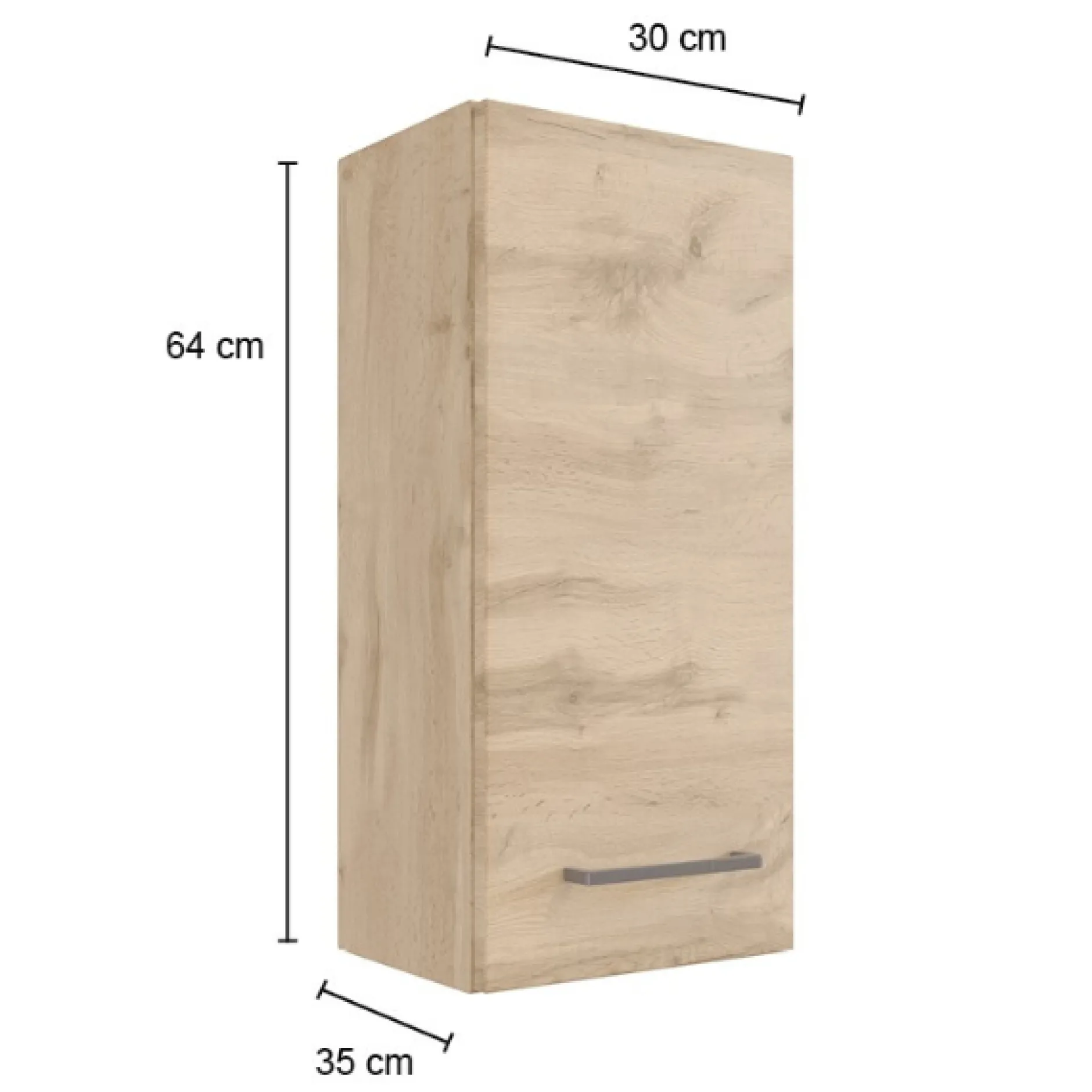 MalvoBadezimmer : Wandschränke, Spiegelschrank, Waschbeckenunterschrank, Säulenschrank, Regal - Eiche