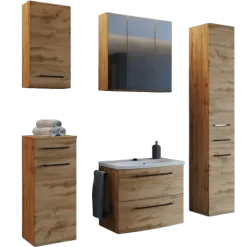 MalvoBadezimmer : Wandschränke, Spiegelschrank, Waschtischschrank, Säulenschrank - Eiche