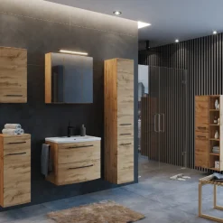 MalvoBadezimmer : Wandschränke, Spiegelschrank, Waschtischschrank, Säulenschränke - Eiche