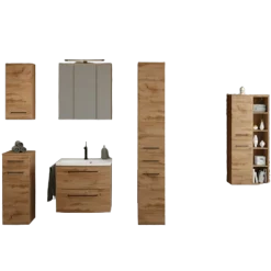 MalvoBadezimmer : Wandschränke, Spiegelschrank, Waschtischschrank, Säulenschränke - Eiche
