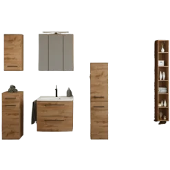 MalvoBadezimmer : Wandschränke, Spiegelschrank, Waschtischschrank, Säulenschrank, Regal - Eiche