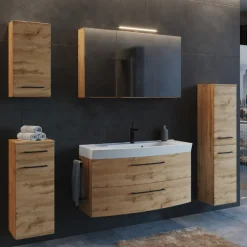 MalvoBadezimmer : Wandschränke, Spiegelschrank, Waschtischschrank, Säulenschrank - Eiche