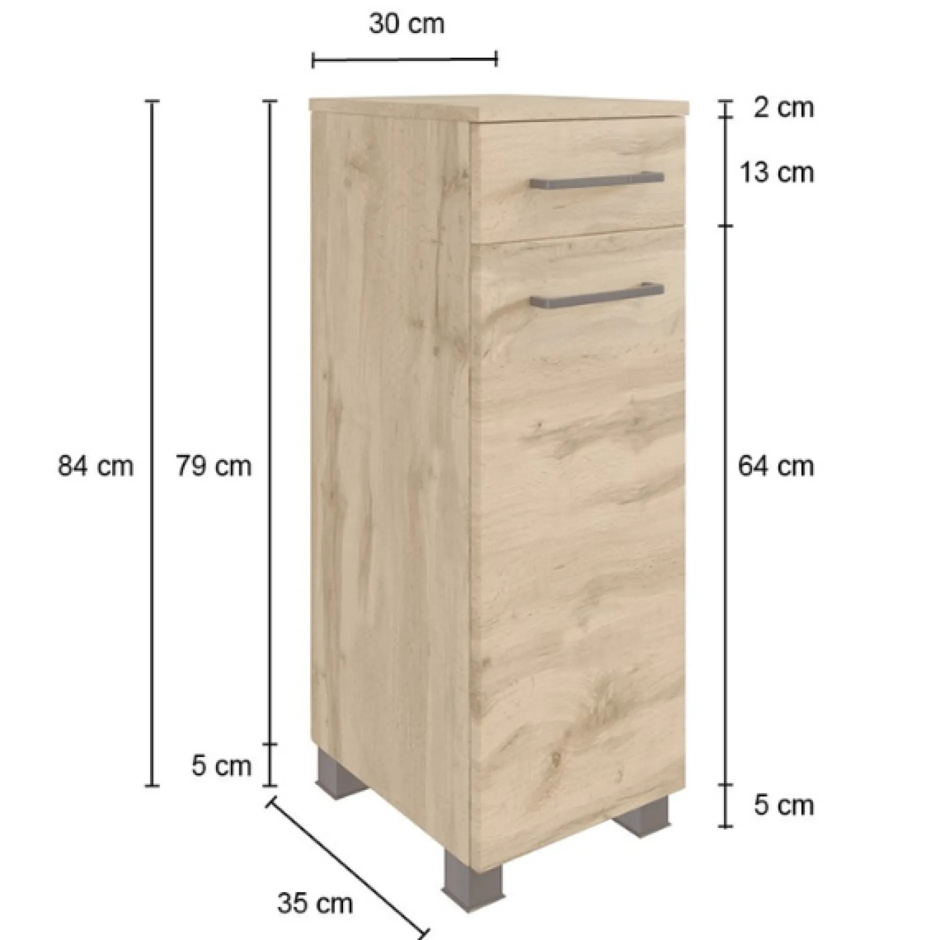 MalvoBadezimmer : Wandschränke, Spiegelschrank, Waschtischschrank, Säulenschrank - Eiche