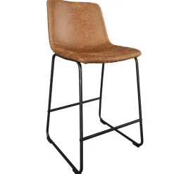 Mancia Barhocker PU Cognac - Metall und Vintage Polsterung