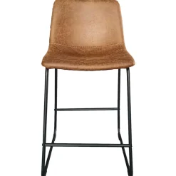 Mancia Barhocker PU Cognac - Metall und Vintage Polsterung