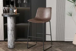 Mancia Barhocker PU Dunkelbraun - Metall und Vintage Polsterung