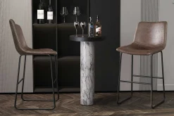Mancia Barhocker PU Dunkelbraun - Metall und Vintage Polsterung