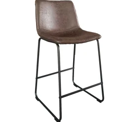Mancia Barhocker PU Dunkelbraun - Metall und Vintage Polsterung