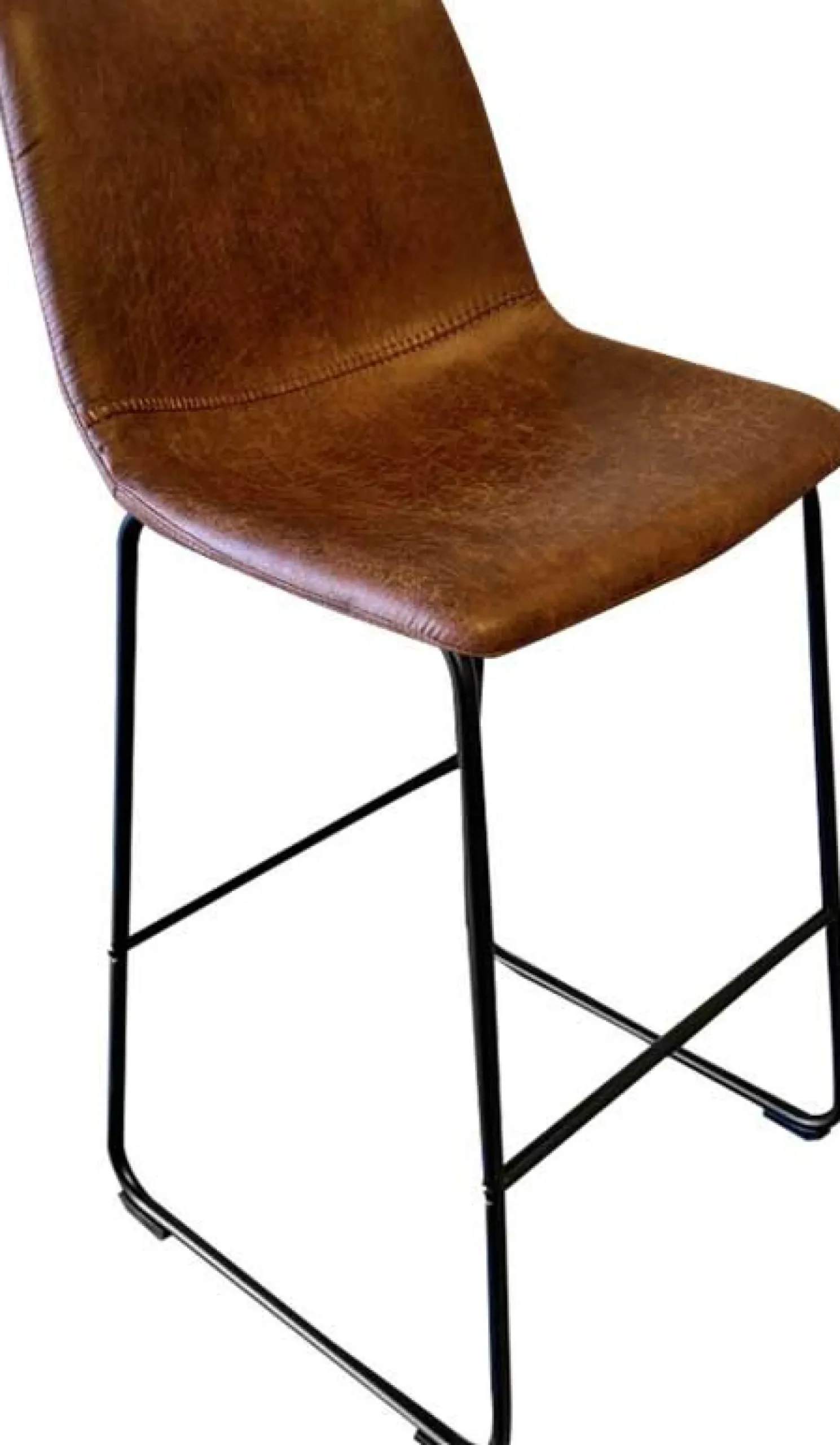 Mancia" PU-Barhocker in Cognac 99x48x56 cm - Vintage-Stil
