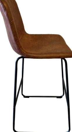 Mancia" PU-Barhocker in Cognac 99x48x56 cm - Vintage-Stil