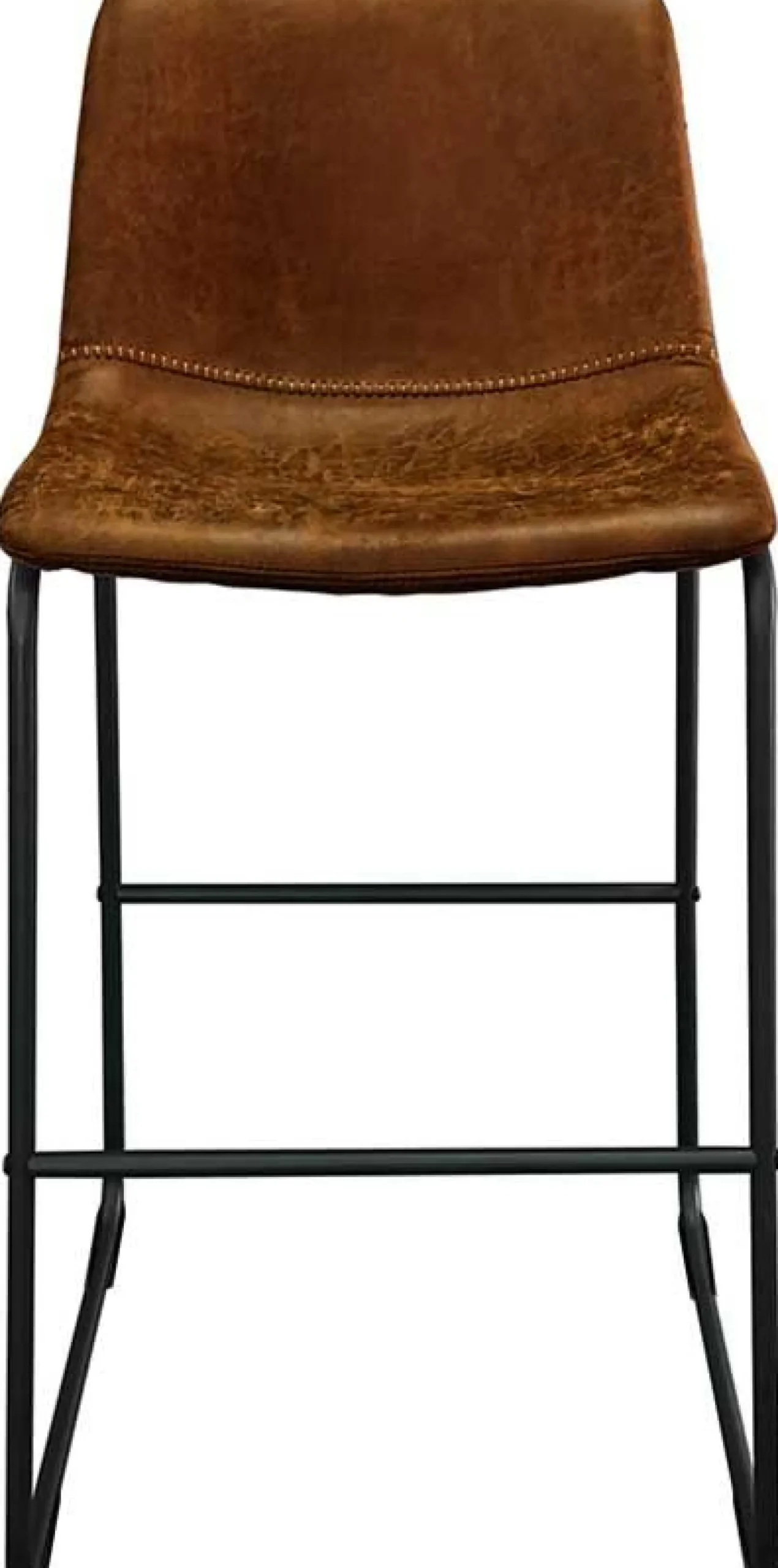 Mancia" PU-Barhocker in Cognac 99x48x56 cm - Vintage-Stil