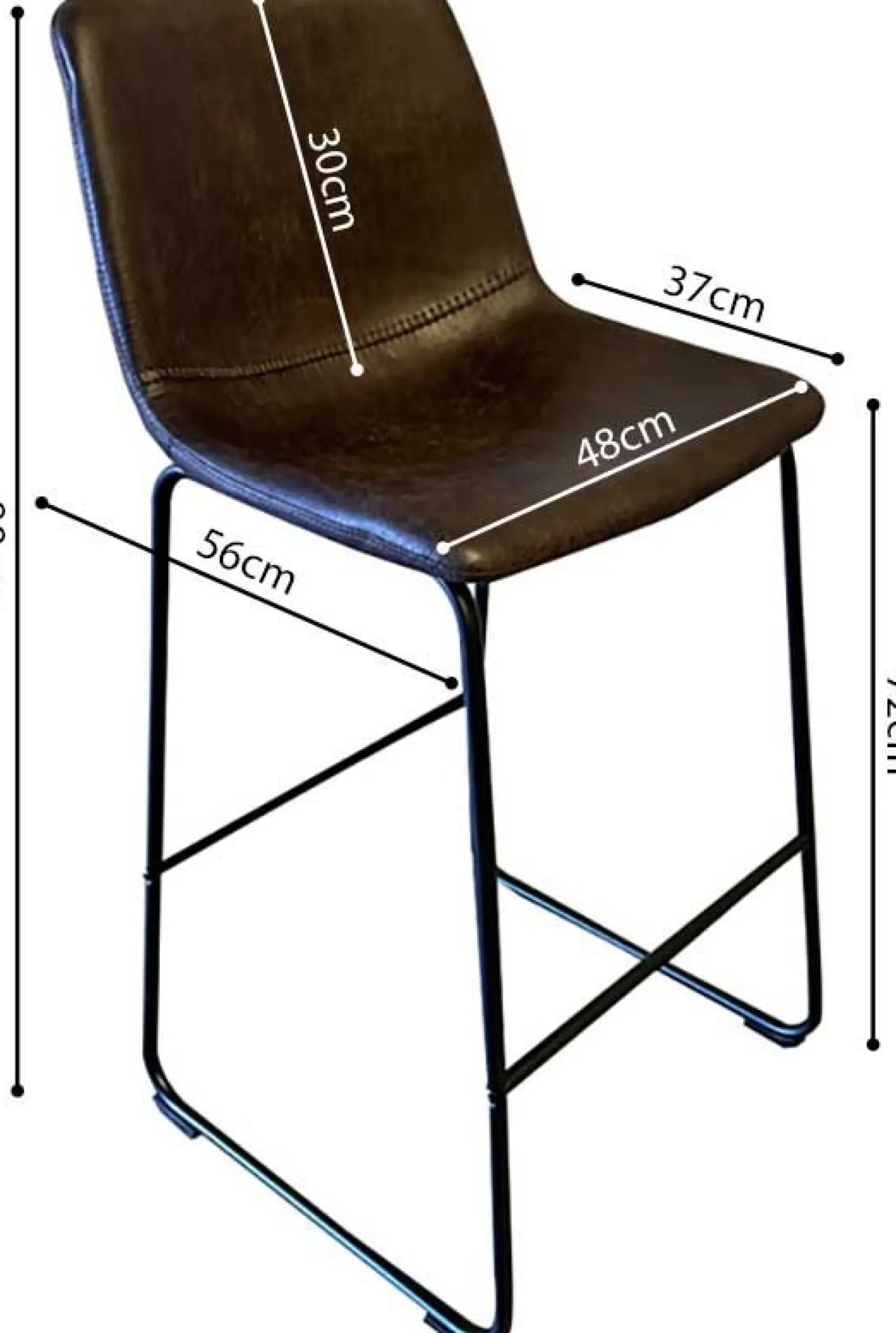 Mancia PU Dunkelbraun Barhocker - Vintage PU Polsterung | 99x48x56 cm