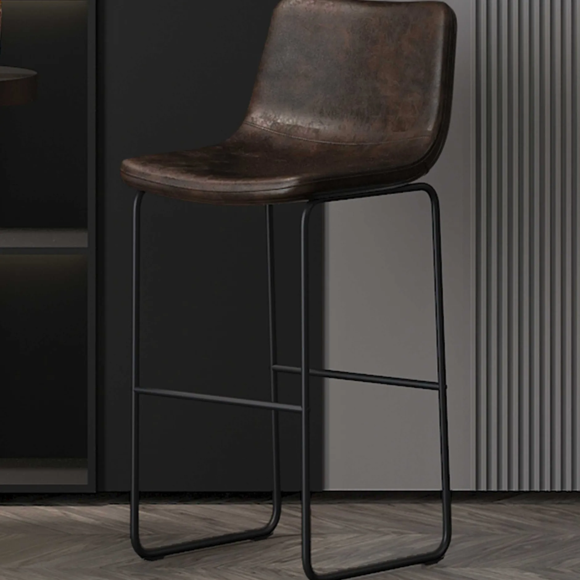 Mancia PU Dunkelbraun Barhocker - Vintage PU Polsterung | 99x48x56 cm