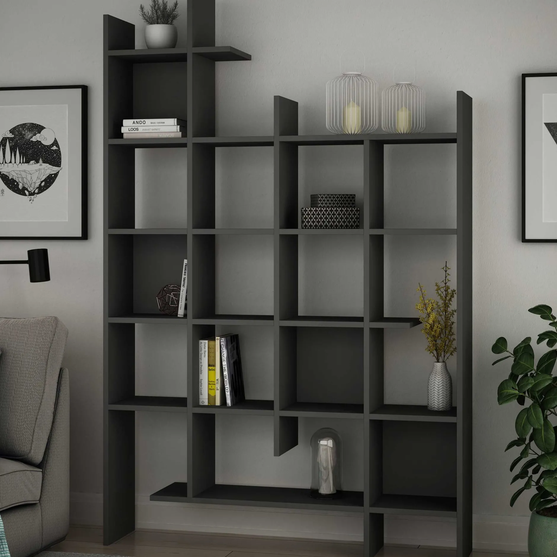 Manco Bücherregal | 100 % MELAMIN | Anthrazit