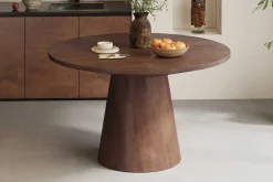Mangolia Braun Runder Tisch 130 cm | Metallgestell, Exotenholzplatte