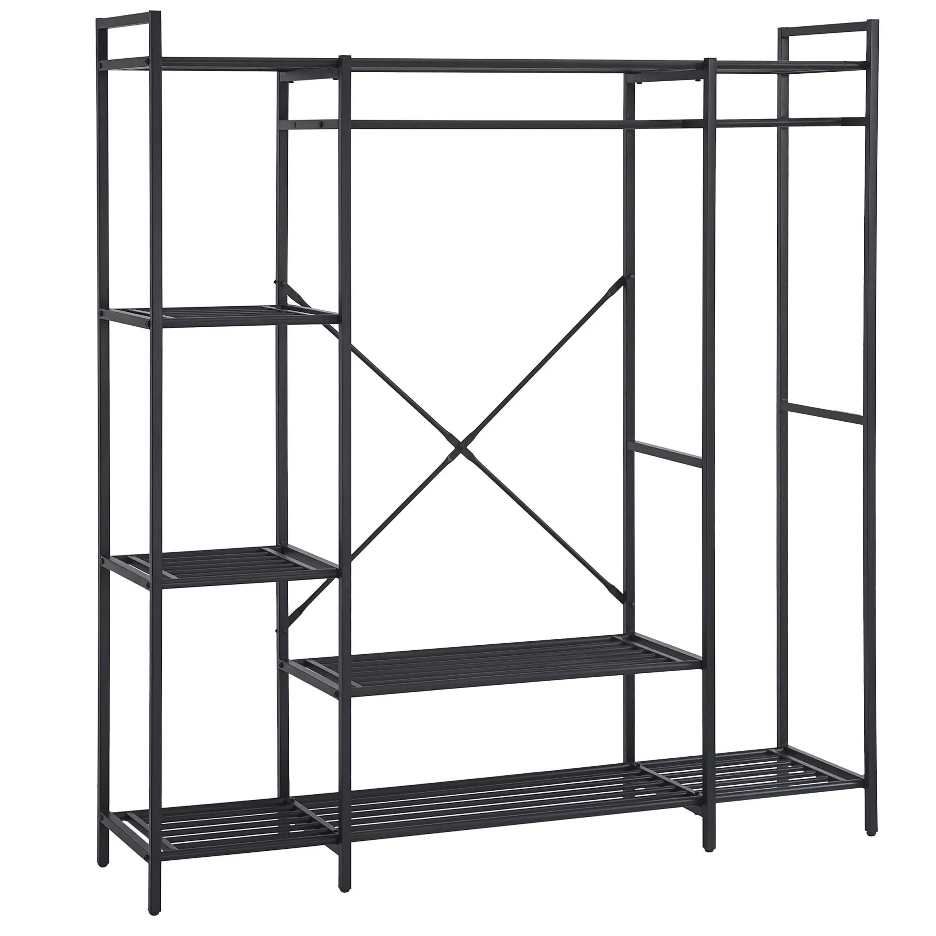 Marek Offener Kleiderschrank - 160x40x171cm - schwarzes Metall