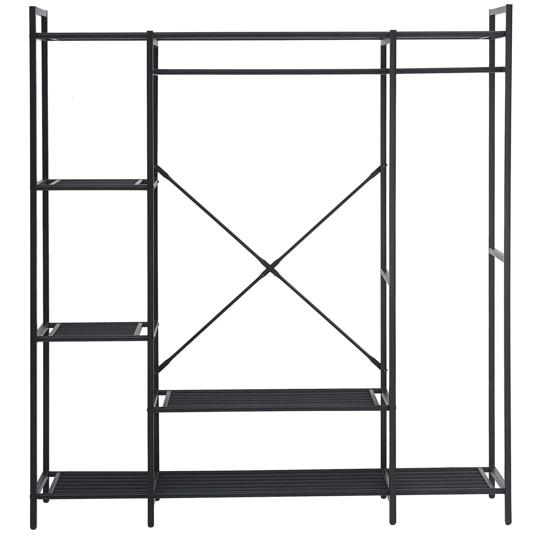 Marek Offener Kleiderschrank - 160x40x171cm - schwarzes Metall